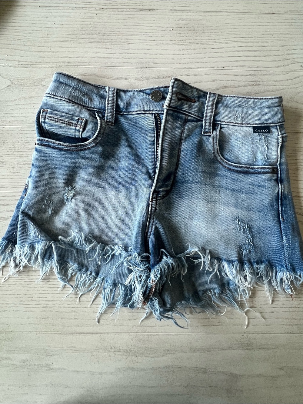 Cello Distressed Frayed Hem Denim Shorts- Size S